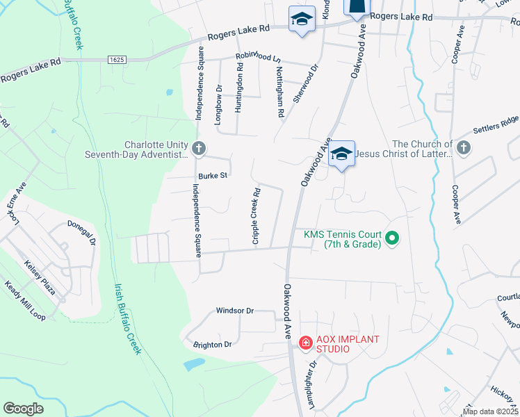 map of restaurants, bars, coffee shops, grocery stores, and more near 1530 Cripple Creek Road in Kannapolis
