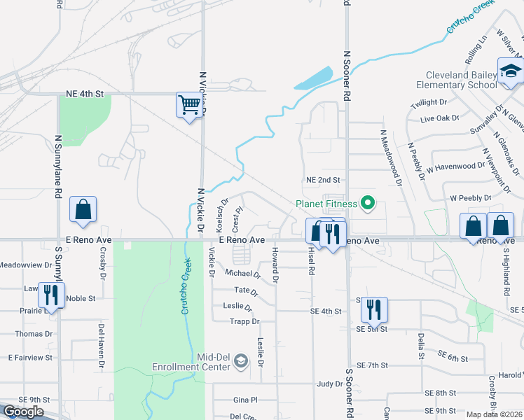 map of restaurants, bars, coffee shops, grocery stores, and more near 4816 Koelsch Drive in Oklahoma City