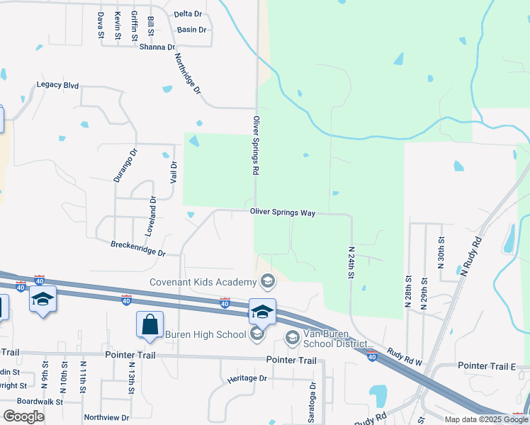 map of restaurants, bars, coffee shops, grocery stores, and more near 1914 Oliver Springs Way in Van Buren