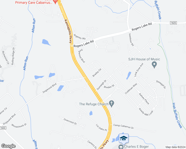 map of restaurants, bars, coffee shops, grocery stores, and more near 3652-3910 Kannapolis Parkway in Kannapolis