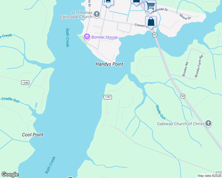 map of restaurants, bars, coffee shops, grocery stores, and more near 3 North Teachs Point Road in Bath