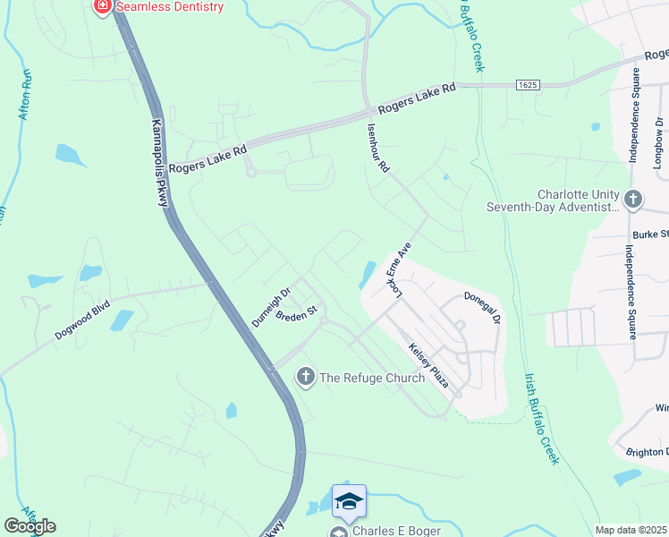 map of restaurants, bars, coffee shops, grocery stores, and more near 3711 Antrim Pl in Kannapolis