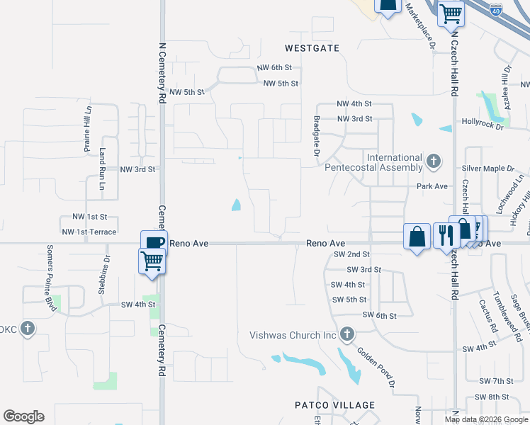 map of restaurants, bars, coffee shops, grocery stores, and more near 101 Ivory Drive in Yukon