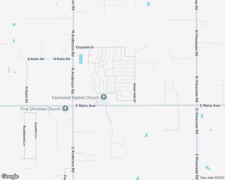 map of restaurants, bars, coffee shops, grocery stores, and more near 204 Wimbledon Road in Midwest City