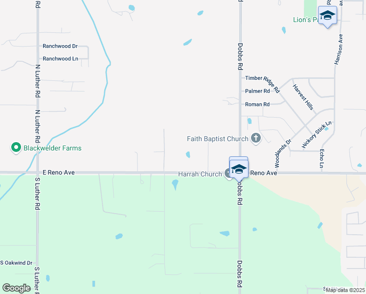 map of restaurants, bars, coffee shops, grocery stores, and more near 19741 East Reno Avenue in Harrah