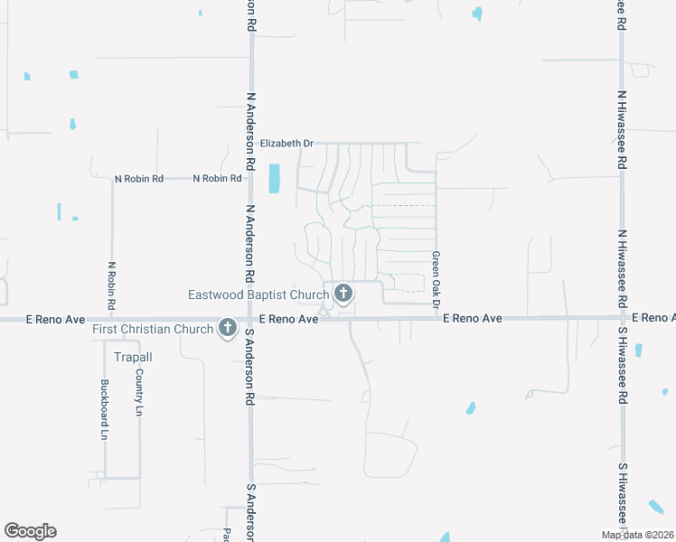 map of restaurants, bars, coffee shops, grocery stores, and more near 205 Tunbridge Road in Midwest City