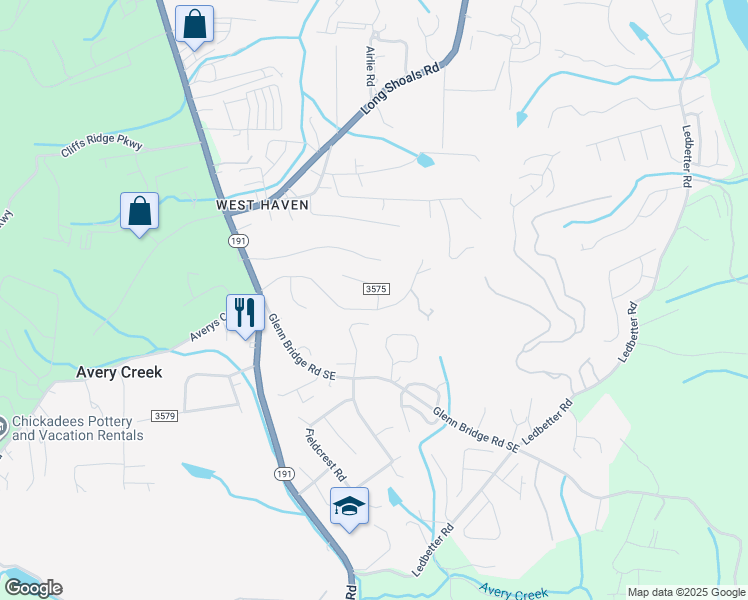 map of restaurants, bars, coffee shops, grocery stores, and more near 34 Southwicke Drive in Arden