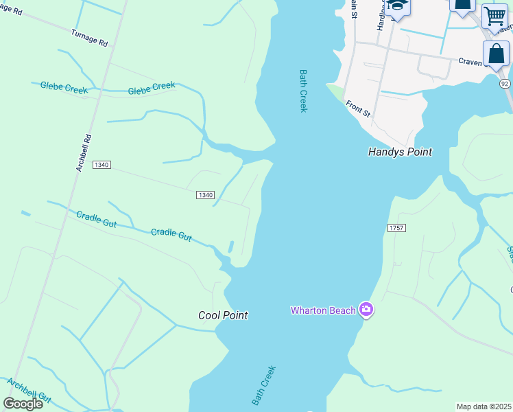 map of restaurants, bars, coffee shops, grocery stores, and more near State Road 1340 in Bath