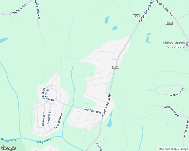 map of restaurants, bars, coffee shops, grocery stores, and more near 3741 Shiloh Church Road in Davidson