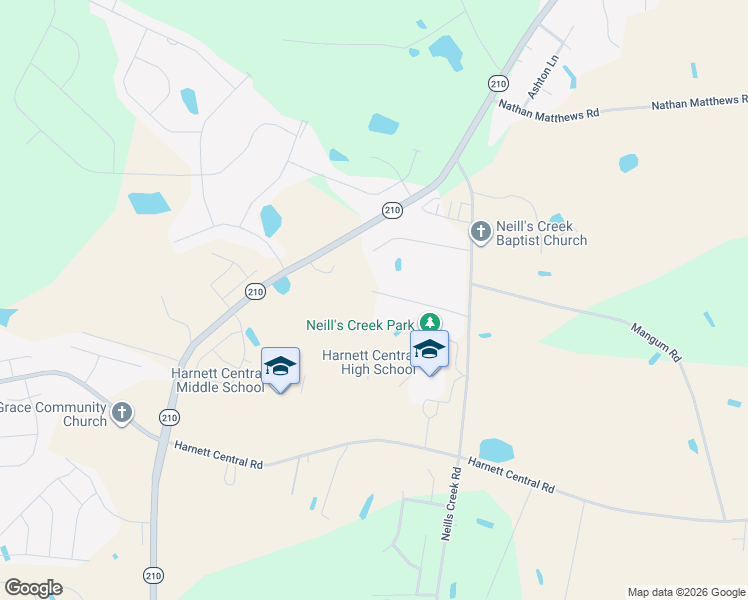 map of restaurants, bars, coffee shops, grocery stores, and more near 191 Scotts Lane in Angier
