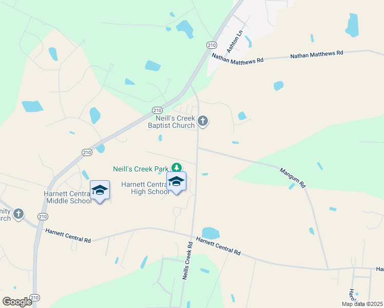 map of restaurants, bars, coffee shops, grocery stores, and more near 4075 Neills Creek Rd in Angier