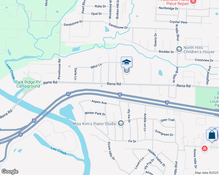 map of restaurants, bars, coffee shops, grocery stores, and more near 919 Rena Road in Van Buren