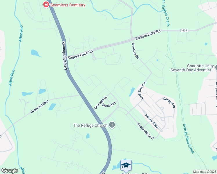 map of restaurants, bars, coffee shops, grocery stores, and more near 3624 County Down Avenue in Kannapolis