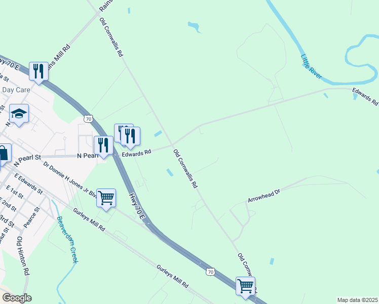 map of restaurants, bars, coffee shops, grocery stores, and more near 845 Edwards Road in Princeton