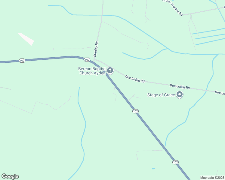 map of restaurants, bars, coffee shops, grocery stores, and more near 2578 North Carolina 102 in Ayden