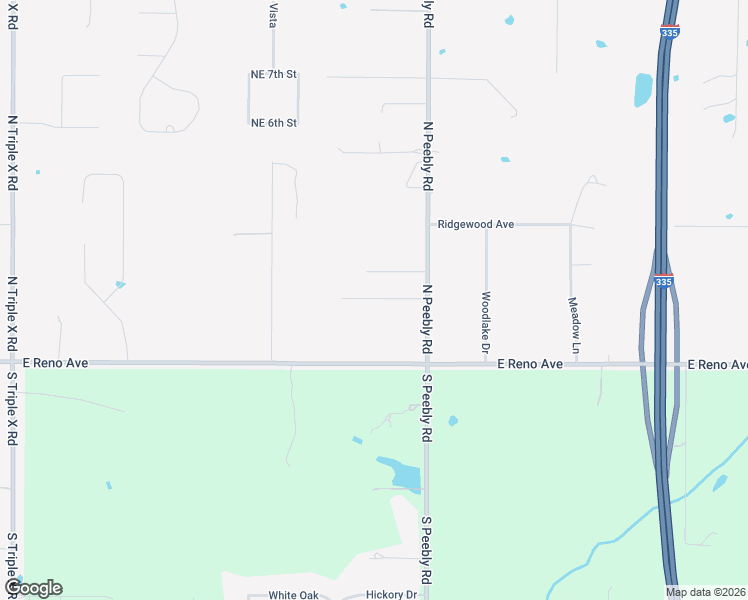 map of restaurants, bars, coffee shops, grocery stores, and more near 217 North Peebly Road in Harrah
