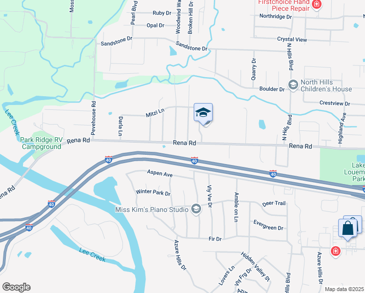 map of restaurants, bars, coffee shops, grocery stores, and more near 919 Rena Road in Van Buren