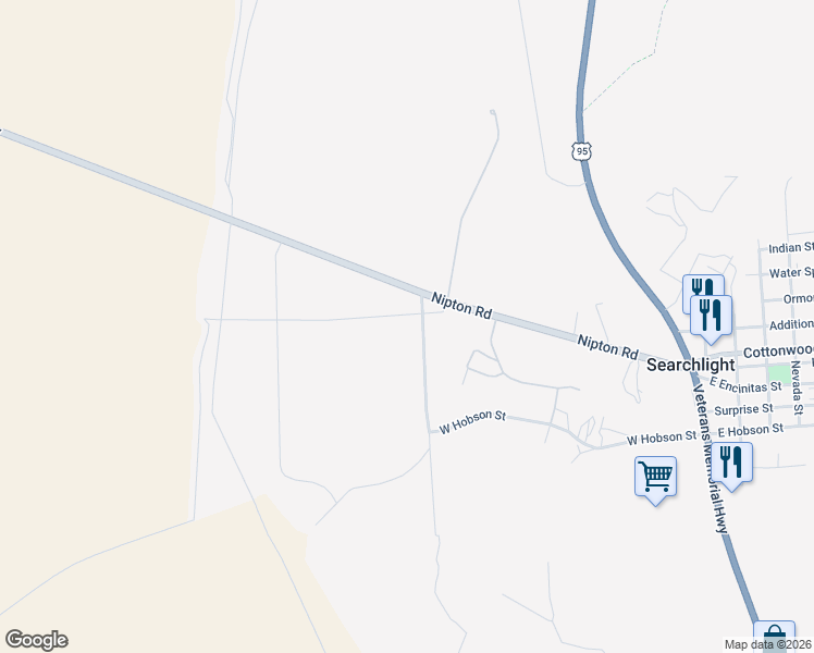 map of restaurants, bars, coffee shops, grocery stores, and more near Nevada 164 in Searchlight