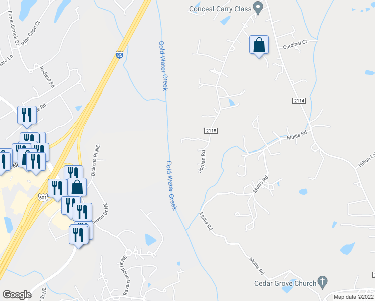map of restaurants, bars, coffee shops, grocery stores, and more near 3741 Sunrise Drive in Kannapolis