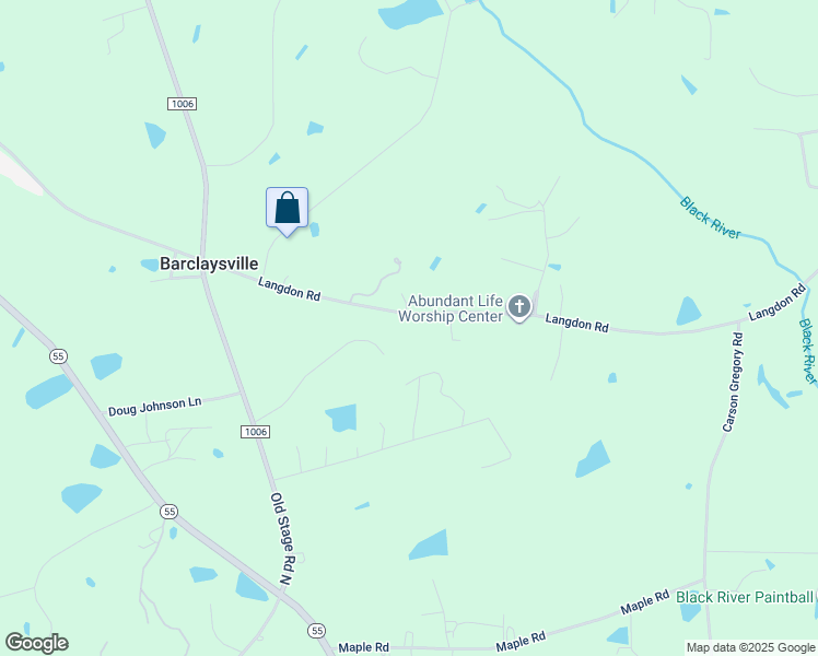 map of restaurants, bars, coffee shops, grocery stores, and more near 1290 Langdon Road in Angier