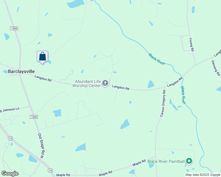 map of restaurants, bars, coffee shops, grocery stores, and more near 1578 Langdon Road in Angier