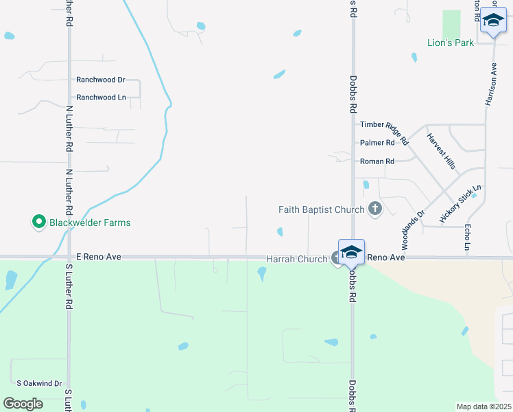 map of restaurants, bars, coffee shops, grocery stores, and more near 19741 East Reno Avenue in Harrah