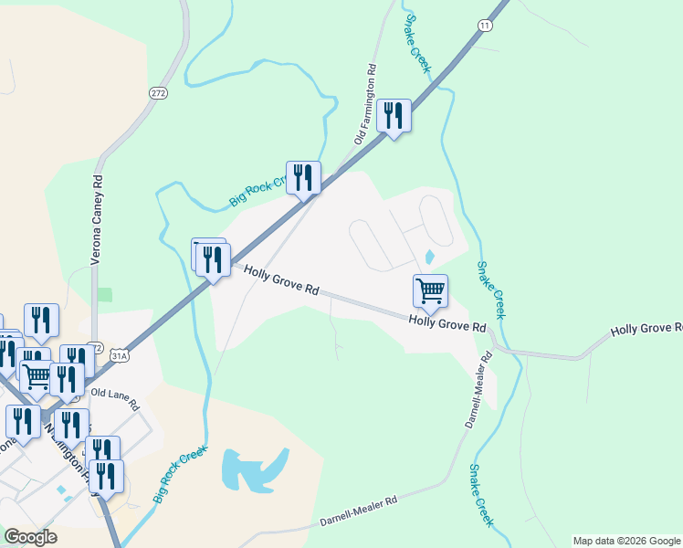map of restaurants, bars, coffee shops, grocery stores, and more near 310 Holly Grove Road in Lewisburg