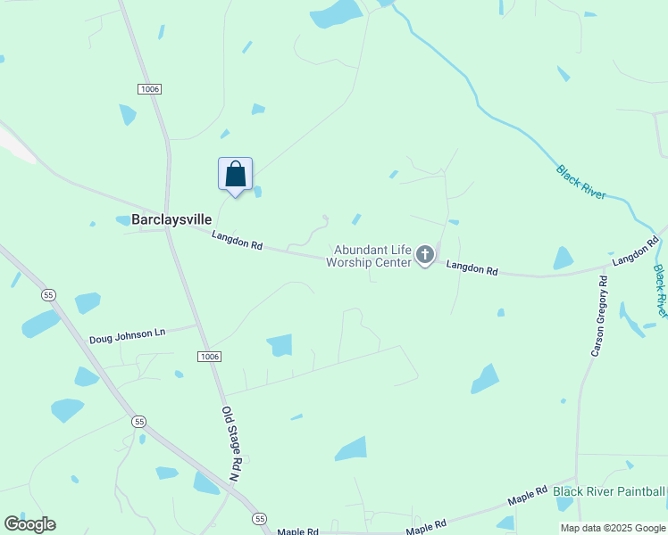 map of restaurants, bars, coffee shops, grocery stores, and more near 1290 Langdon Road in Angier