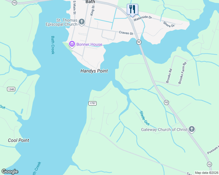 map of restaurants, bars, coffee shops, grocery stores, and more near 3 North Teachs Point Road in Bath