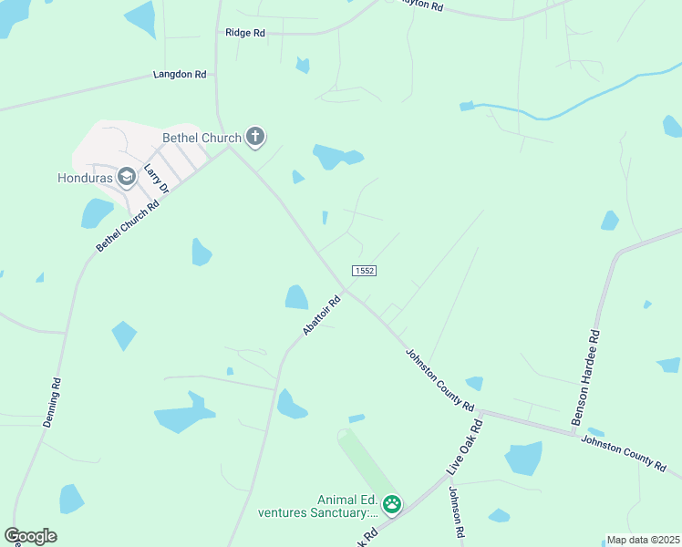 map of restaurants, bars, coffee shops, grocery stores, and more near 2116 Johnston County Road in Angier
