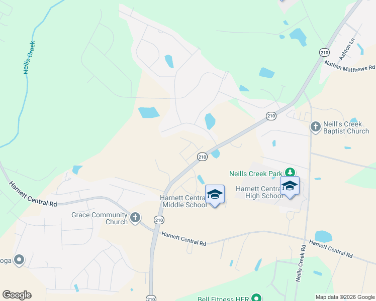 map of restaurants, bars, coffee shops, grocery stores, and more near 279 Royal Meadow Drive in Angier