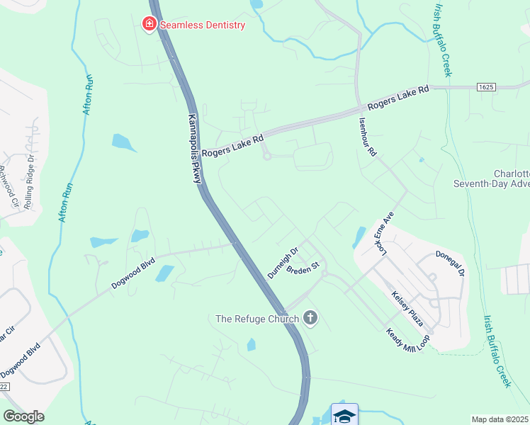 map of restaurants, bars, coffee shops, grocery stores, and more near 13307 South Gemini Springs Drive in Kannapolis