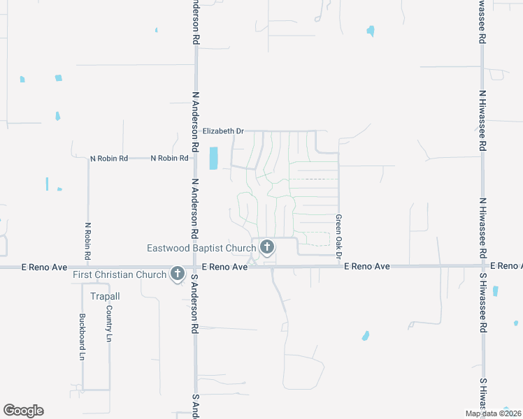 map of restaurants, bars, coffee shops, grocery stores, and more near 233 Tunbridge Road in Midwest City
