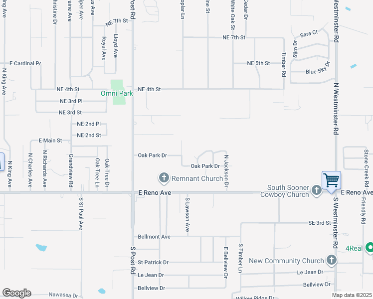 map of restaurants, bars, coffee shops, grocery stores, and more near 304 North Lawson Avenue in Midwest City