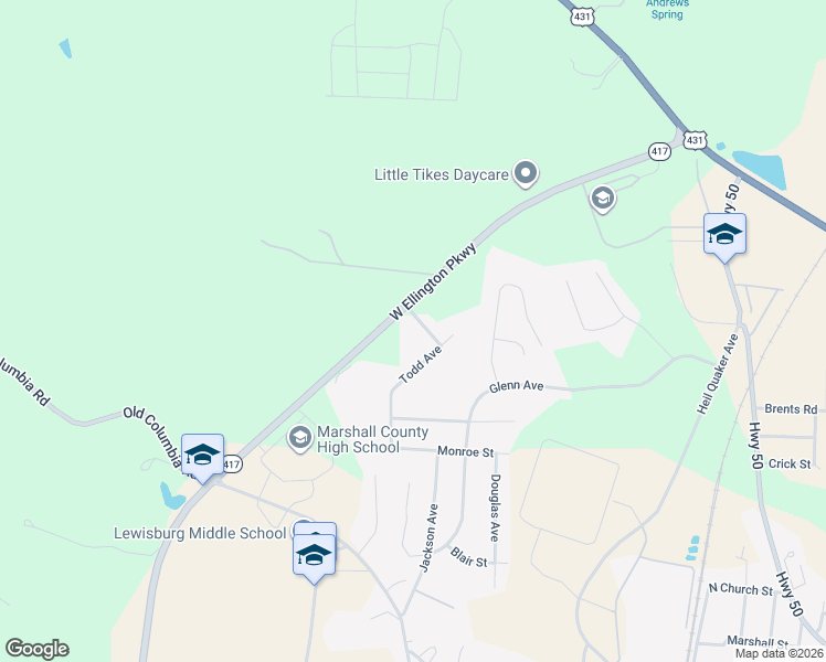 map of restaurants, bars, coffee shops, grocery stores, and more near 881 Todd Avenue in Lewisburg