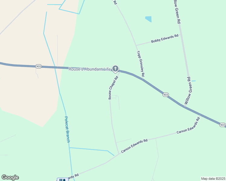 map of restaurants, bars, coffee shops, grocery stores, and more near Rouse Chapel Road in Greene County