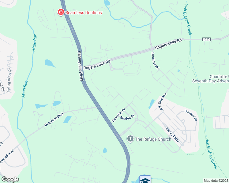map of restaurants, bars, coffee shops, grocery stores, and more near 13307 South Gemini Springs Drive in Kannapolis