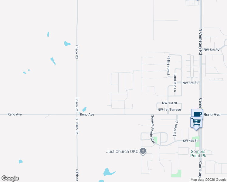 map of restaurants, bars, coffee shops, grocery stores, and more near 13533 Northwest 2nd Street in Yukon