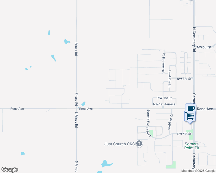map of restaurants, bars, coffee shops, grocery stores, and more near 13533 Northwest 2nd Street in Yukon