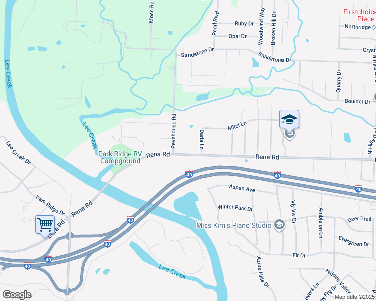 map of restaurants, bars, coffee shops, grocery stores, and more near 1302 Rena Road in Van Buren