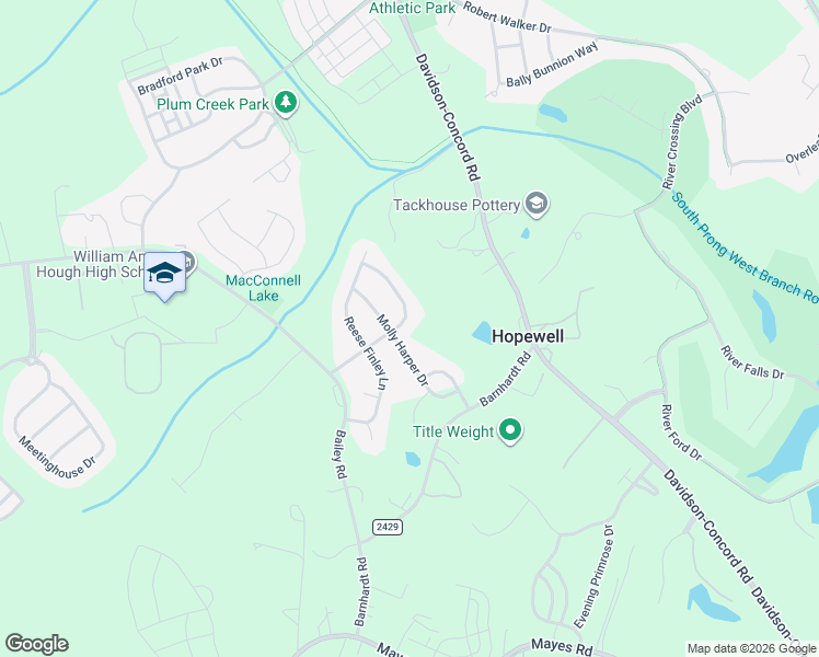 map of restaurants, bars, coffee shops, grocery stores, and more near 18537 State Road 2429 in Davidson