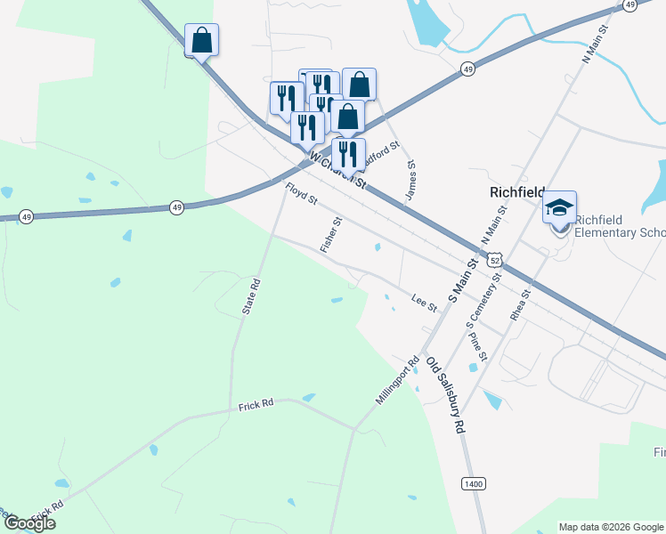 map of restaurants, bars, coffee shops, grocery stores, and more near 172 Lee Street in Richfield