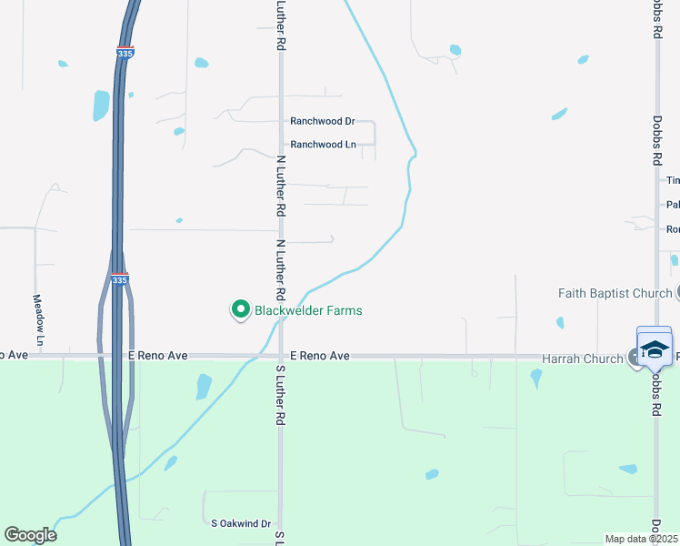 map of restaurants, bars, coffee shops, grocery stores, and more near 242 North Luther Road in Harrah