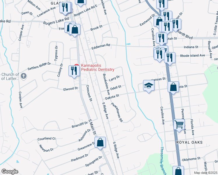 map of restaurants, bars, coffee shops, grocery stores, and more near 300 Odell Street in Kannapolis