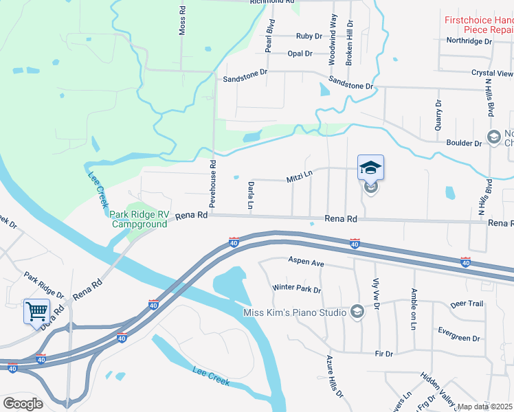 map of restaurants, bars, coffee shops, grocery stores, and more near 1202 Rena Road in Van Buren