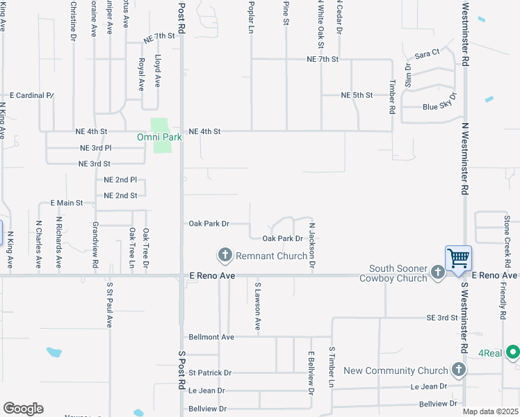 map of restaurants, bars, coffee shops, grocery stores, and more near 304 North Lawson Avenue in Midwest City