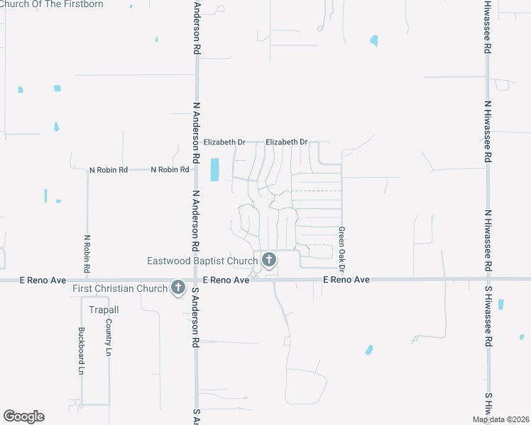 map of restaurants, bars, coffee shops, grocery stores, and more near 233 Tunbridge Road in Midwest City