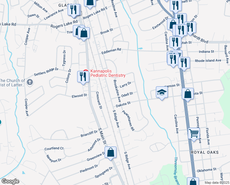 map of restaurants, bars, coffee shops, grocery stores, and more near 300 Odell Street in Kannapolis