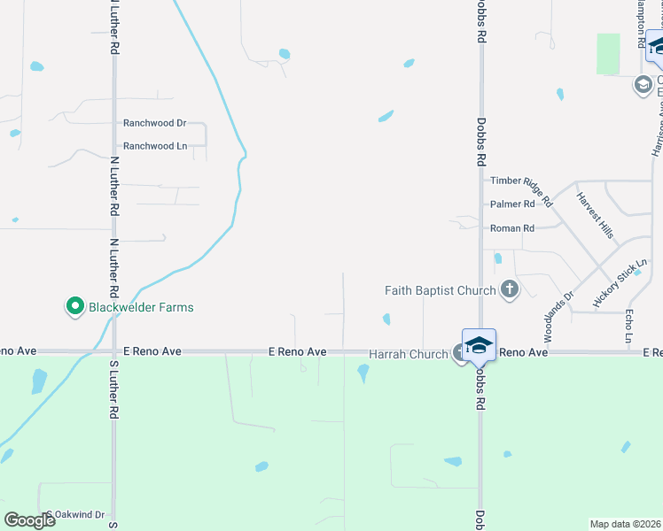 map of restaurants, bars, coffee shops, grocery stores, and more near 216 North Oaks Road in Harrah