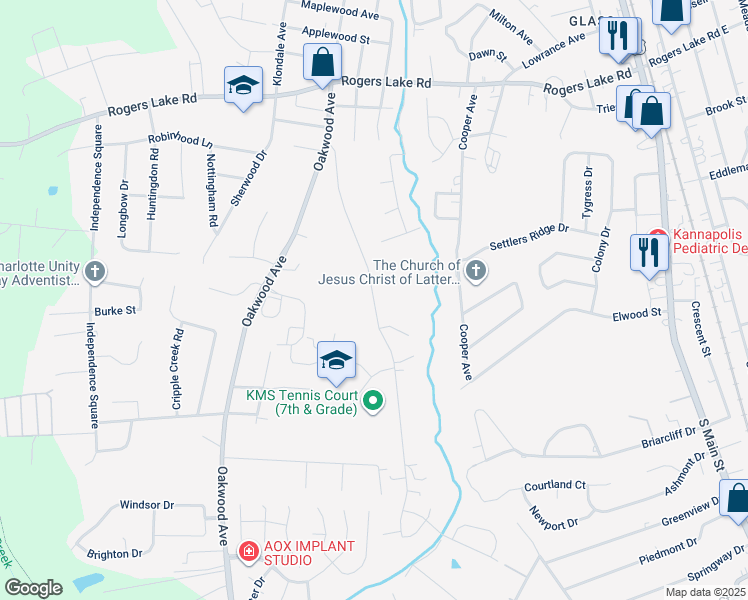 map of restaurants, bars, coffee shops, grocery stores, and more near 1569 Azalea Avenue in Kannapolis